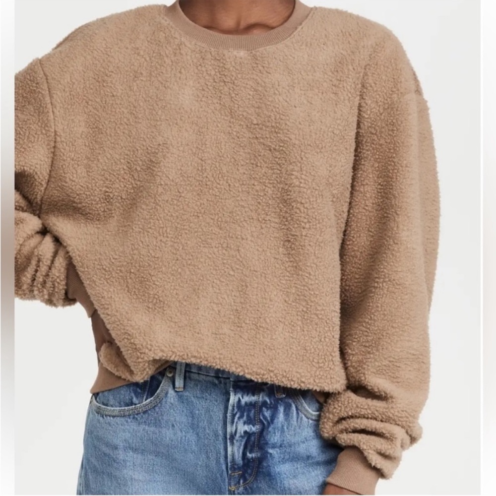Good American Sherpa Boyfriend Sweatshirt size 1 small EUC